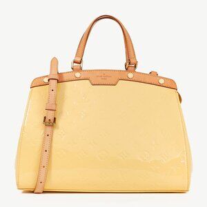 Louis Vuitton Brea MM Yellow Monogram Vernis Leather Tote